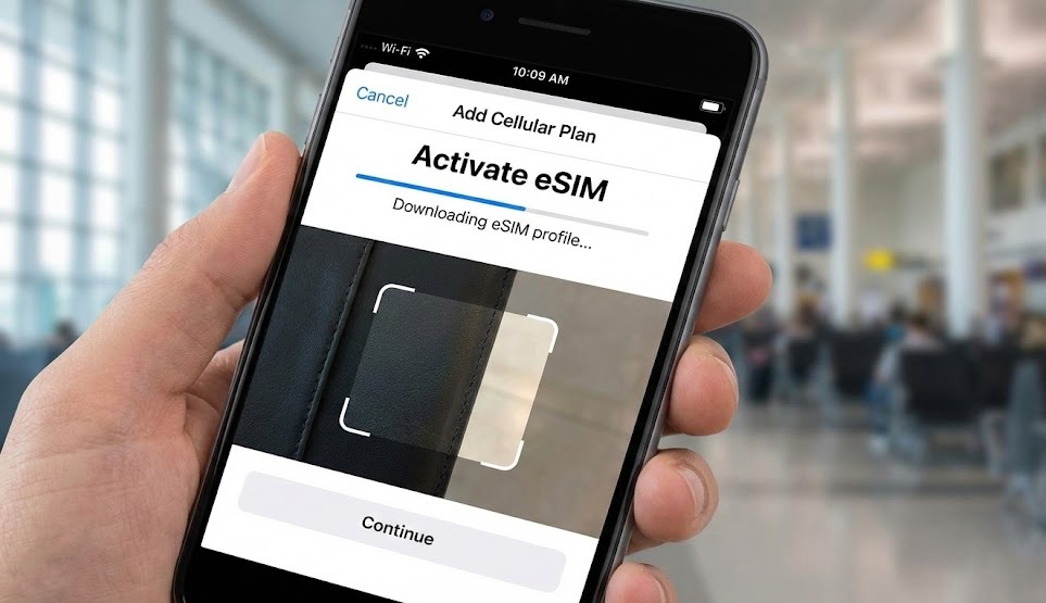 Smartphone Screen Showing eSIM Activation