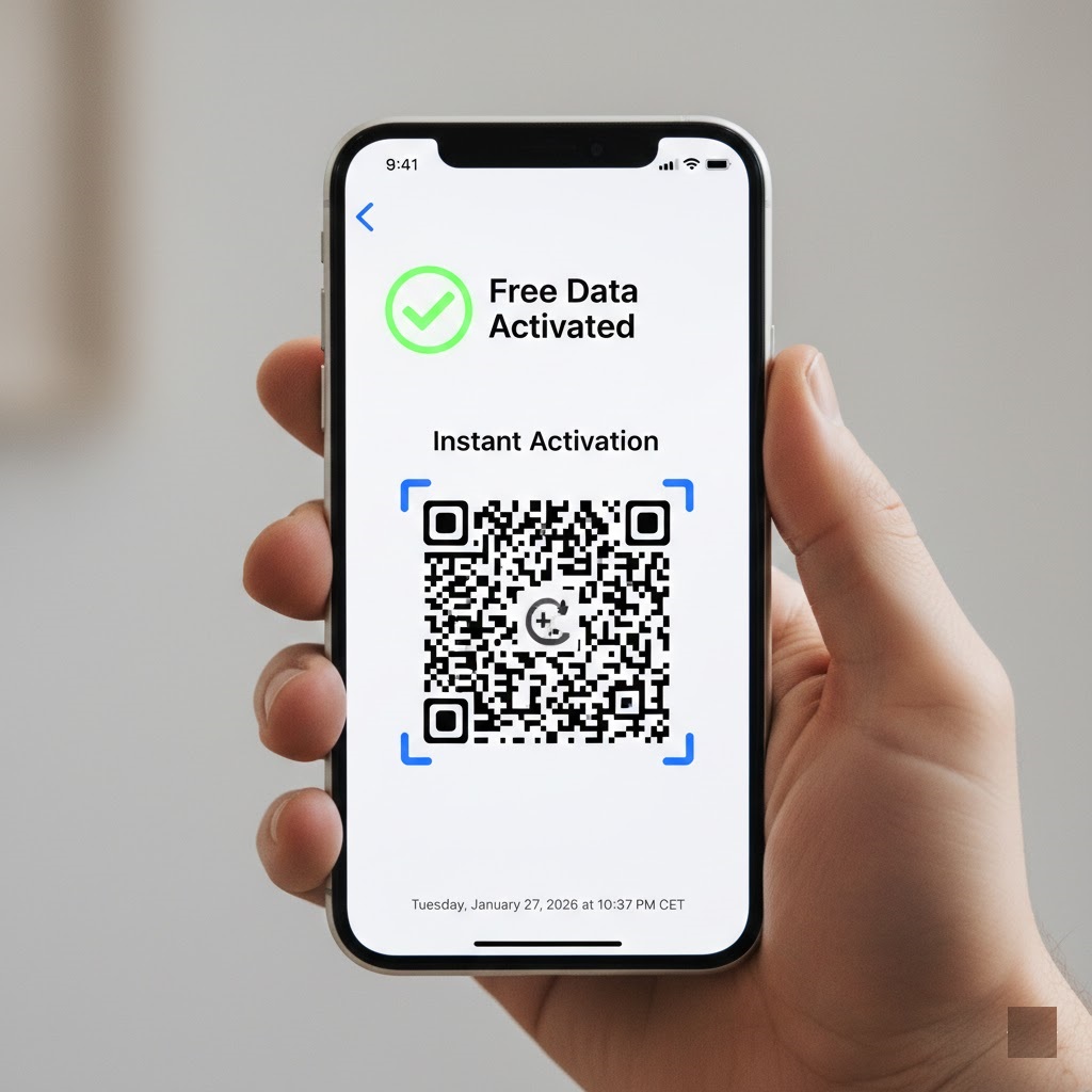 Activating a free eSIM trial on a smartphone without a credit card.