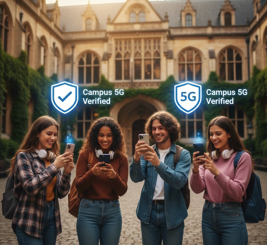 International students using a free academic eSIM for study abroad connectivity.