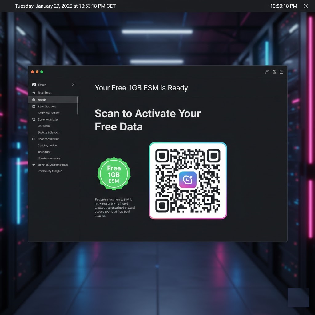 Receiving a free eSIM QR code via email for instant activation