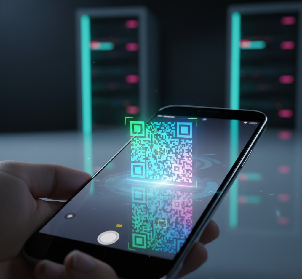 Scanning a free eSIM QR code for instant 5G data activation.