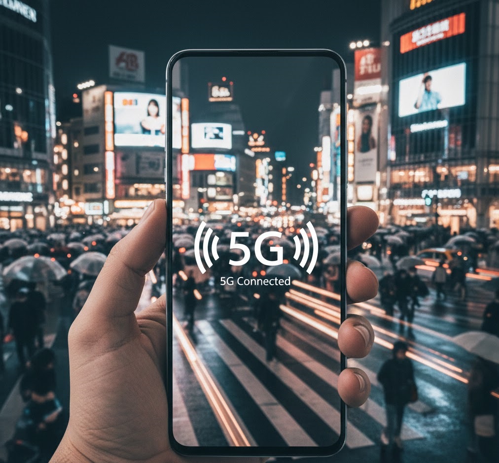 Tourist using a free 1GB eSIM for Japan to navigate Tokyo.